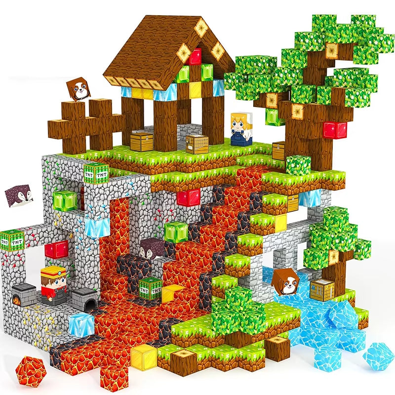 25-200 Magnetic Building Blocks - Creative Magnetic Toy Set, Christmas and Halloween Gift Cube Building Kit