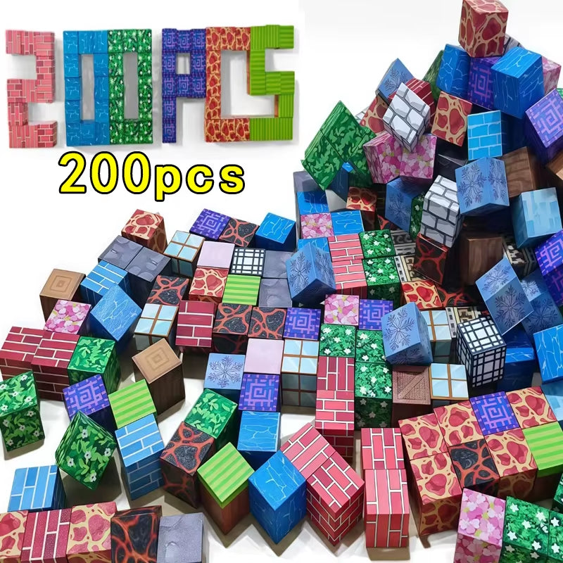 25-200 Magnetic Building Blocks - Creative Magnetic Toy Set, Christmas and Halloween Gift Cube Building Kit