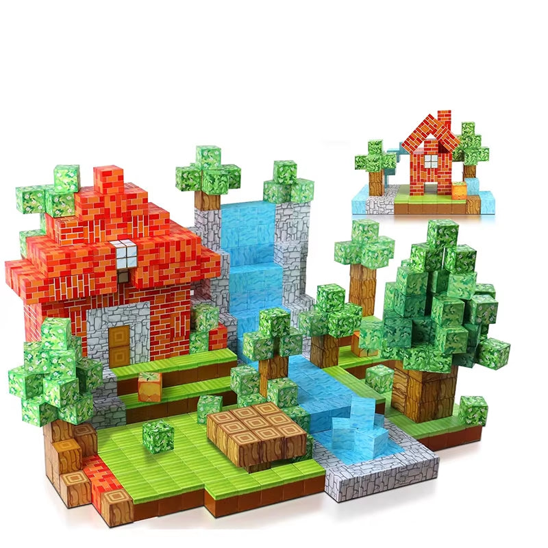 25-200 Magnetic Building Blocks - Creative Magnetic Toy Set, Christmas and Halloween Gift Cube Building Kit